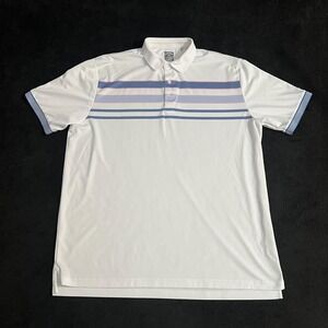 Callaway Polo Mens 2XL XXL Opti-Dri White Blue Striped Performance Polyester